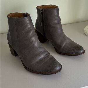 Sofft grey leather booties with 2” heel.